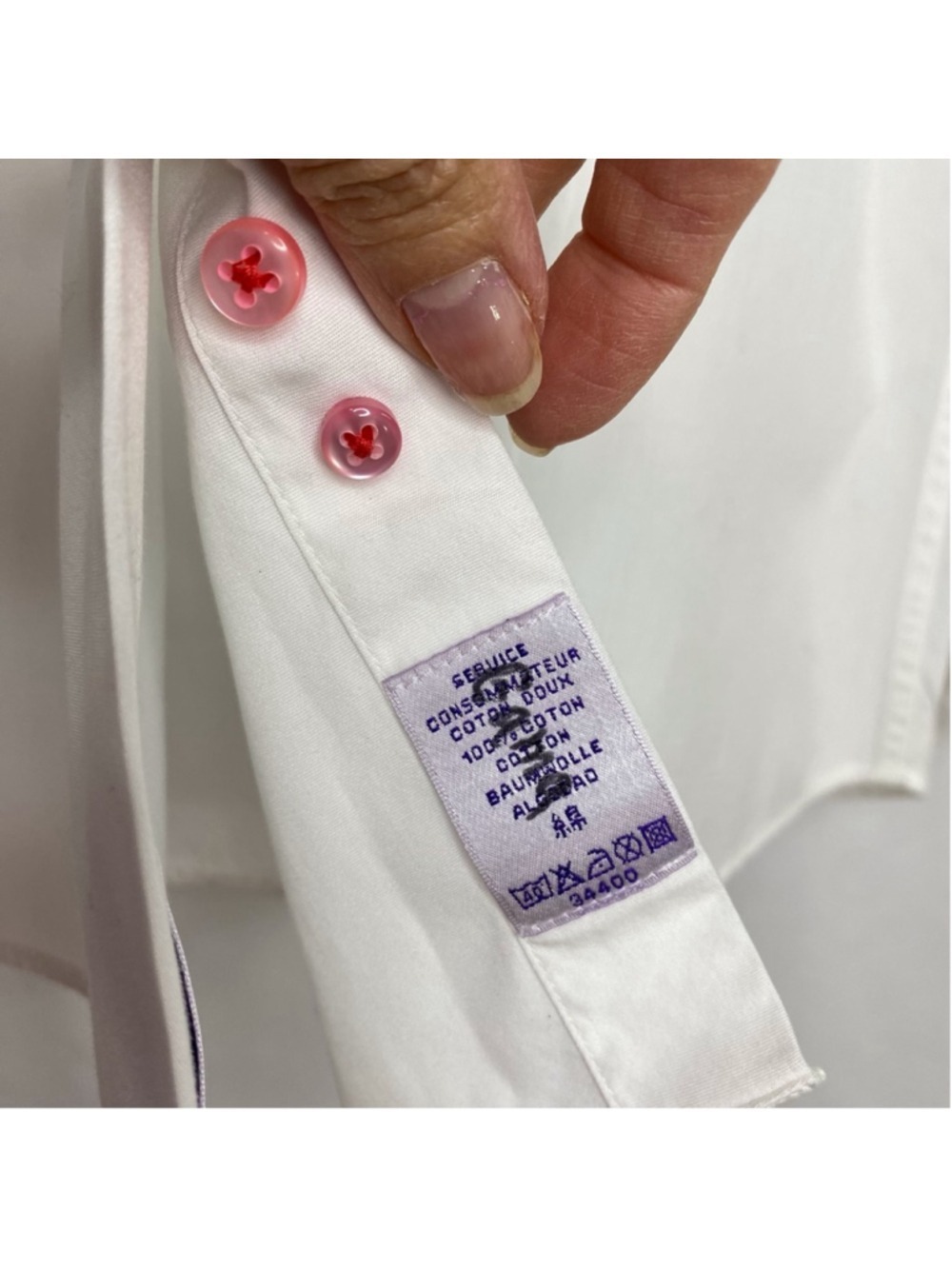 Coton Doux Paris Women’s Shirt White Tailored Cotton Cupcake Trim - Picture 9 of 13
